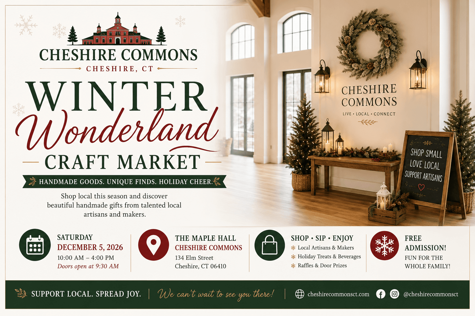 Handmade gifts and holiday decor on display at the Winter Wonderland Craft Market