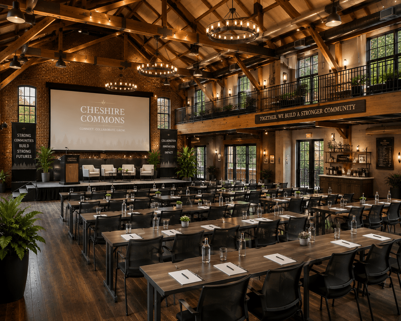 Grand Hall set up for a corporate meeting